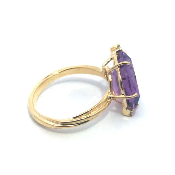 Exquisite Lady's 18 Karat Yellow Gold Geometric Fashion Ring Size 7 With One 5.30Ct Amethyst Image 2 Venus Jewelers Somerset, NJ