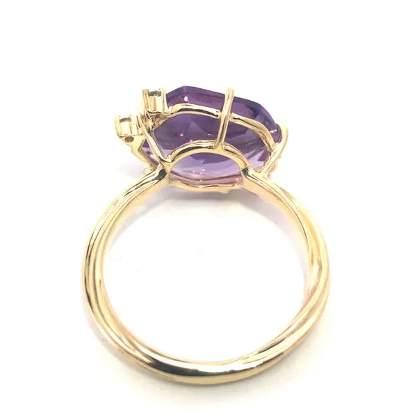 Exquisite Lady's 18 Karat Yellow Gold Geometric Fashion Ring Size 7 With One 5.30Ct Amethyst Image 3 Venus Jewelers Somerset, NJ