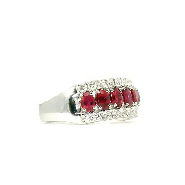 14K White Gold Ruby & Diamond Contemporary Fashion Ring – 1.51ctw Rubies, 0.56ctw Diamonds (Size 6.5) Image 2 Venus Jewelers Somerset, NJ