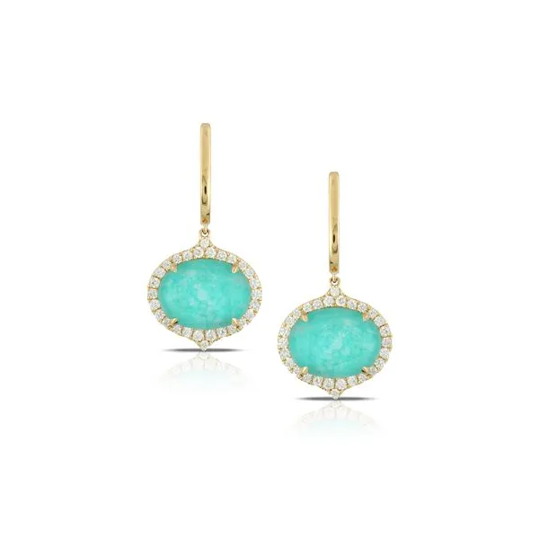 18kt Yellow Amazonite and Faceted Quartz w/ Fancy Diamond Halo Drop Earrings Venus Jewelers Somerset, NJ