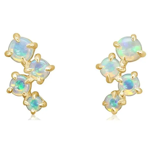 Dew Drops 14k Yellow Gold Opal Stud Earrings Venus Jewelers Somerset, NJ
