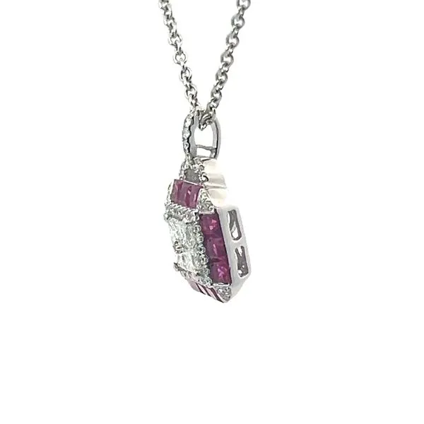 18Kt White Gold Diamond And Ruby Pendant Image 3 Venus Jewelers Somerset, NJ