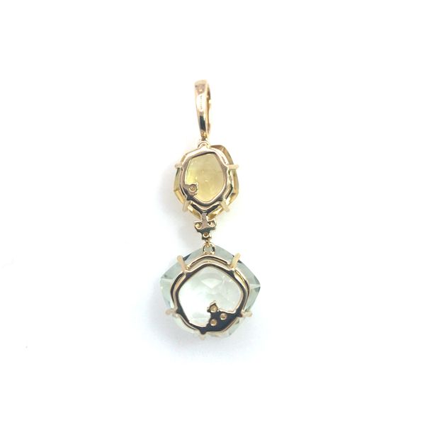 18K Yellow Gold Citrine & Prasiolite Drop Pendant – 8.40 CTW Gemstones Image 2 Venus Jewelers Somerset, NJ