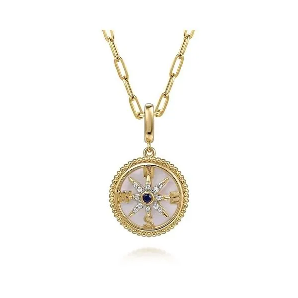 Yellow 14K Gold Mother of Pearl Compass Pendant – Sapphire & Gemstones Venus Jewelers Somerset, NJ
