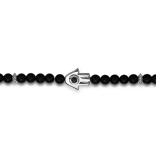 Black Agate and Sterling SIlver Hamsa Bracelet Image 2 Venus Jewelers Somerset, NJ
