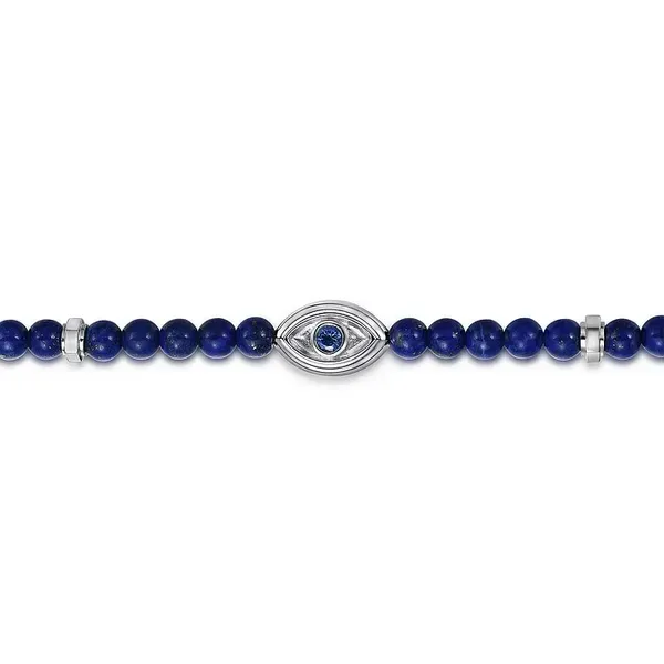 Lapis and Sterling Silver Evil Eye Bead Bracelet Image 2 Venus Jewelers Somerset, NJ