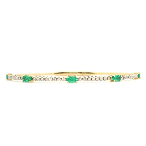Lady’s 14K Yellow Gold Flex Bangle Bracelet – 0.31ctw Diamonds & 1.13ctw Emeralds Venus Jewelers Somerset, NJ