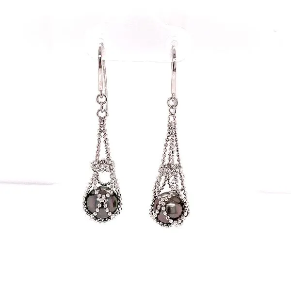Tahitian Pearl Drop Earrings in 14k White Gold Image 2 Venus Jewelers Somerset, NJ