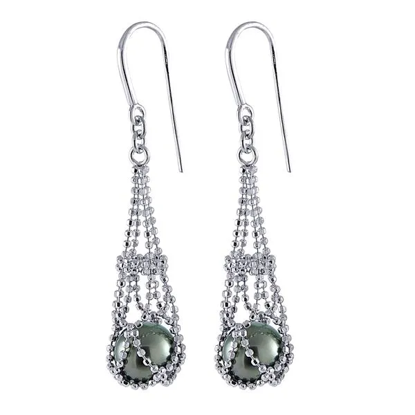 Tahitian Pearl Drop Earrings in 14k White Gold Venus Jewelers Somerset, NJ