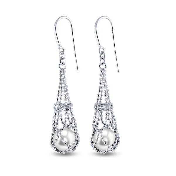 Sterling Silver Freshwater Pearl In Cage Earrings Venus Jewelers Somerset, NJ