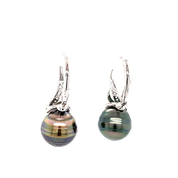Tahitian Pearl Drop Earring Image 3 Venus Jewelers Somerset, NJ