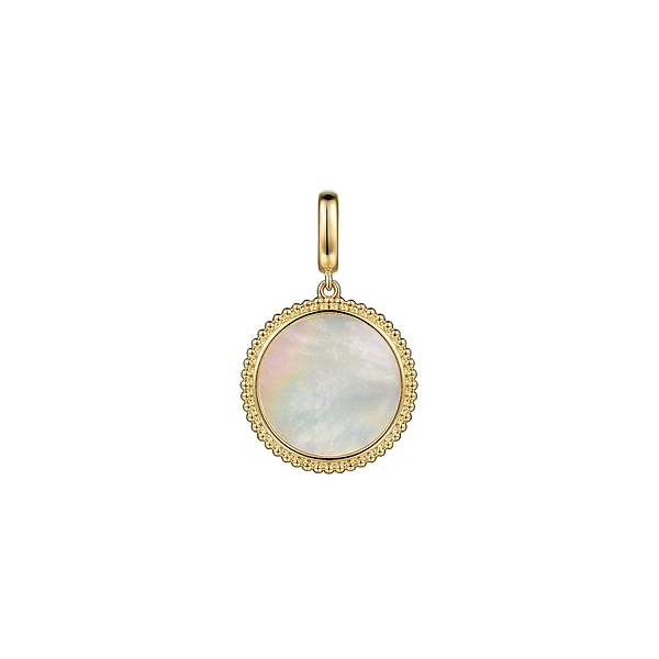 14K Yellow Gold Mother of Pearl Inlay Pendant Image 2 Venus Jewelers Somerset, NJ