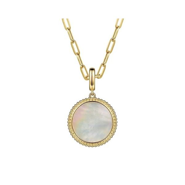 14K Yellow Gold Mother of Pearl Inlay Pendant Venus Jewelers Somerset, NJ