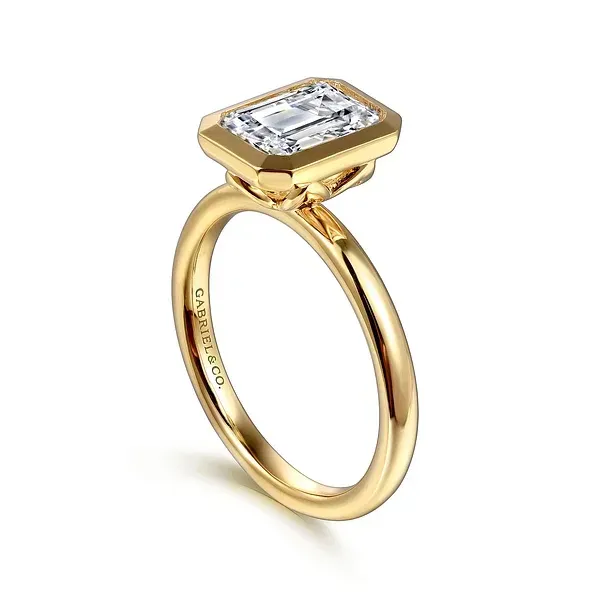 Emerald Cut Bezel Diamond Engagement Ring Image 2 Venus Jewelers Somerset, NJ