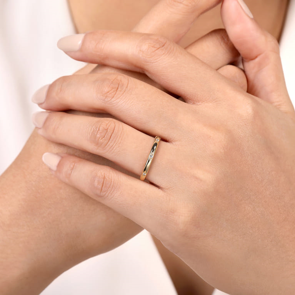 14K Yellow Gold Diamond Stackable Wedding Band – 0.02 CTW Image 3 Venus Jewelers Somerset, NJ