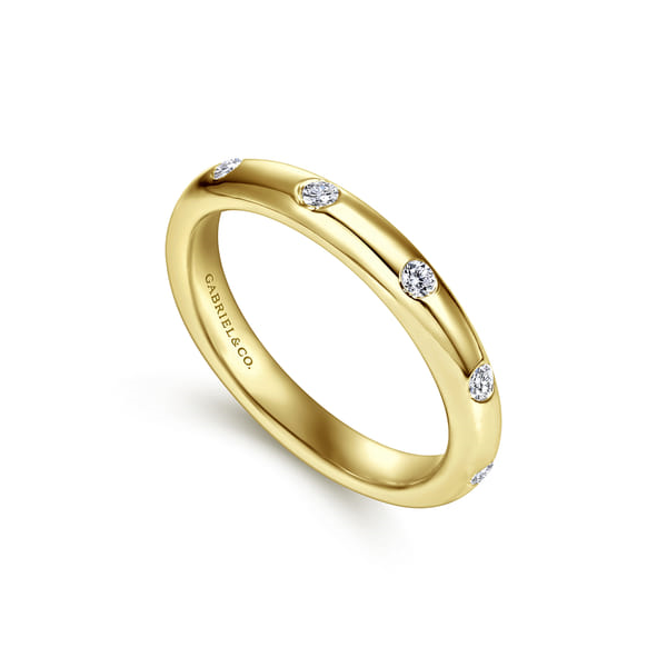 14K Yellow Gold Burnished Diamond Wedding Band – 0.12 CTW Image 2 Venus Jewelers Somerset, NJ