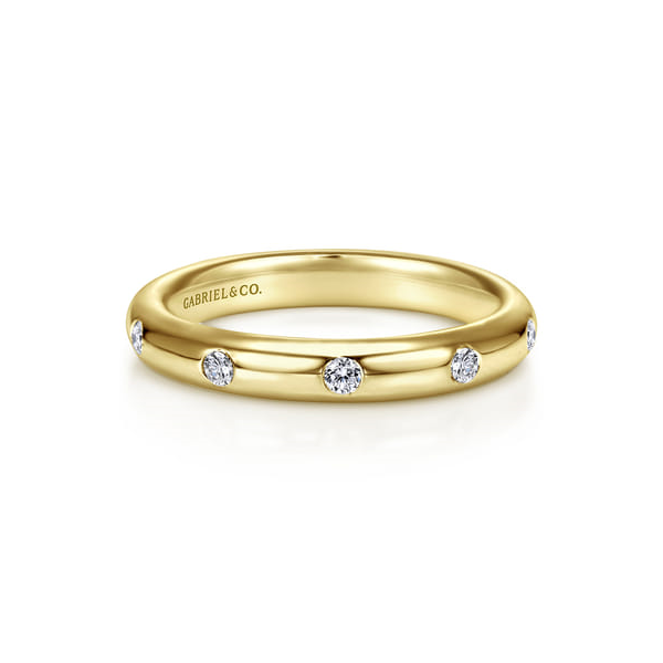 14K Yellow Gold Burnished Diamond Wedding Band – 0.12 CTW Venus Jewelers Somerset, NJ