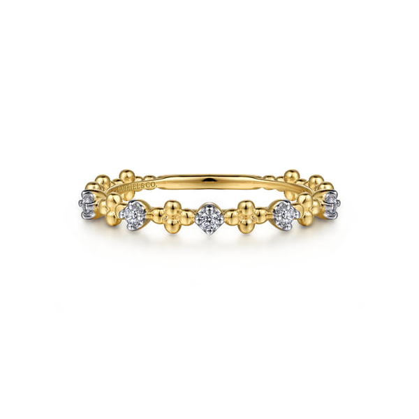 14K Yellow Gold Beaded Diamond Stackable Wedding Band – 0.08 CTW Venus Jewelers Somerset, NJ