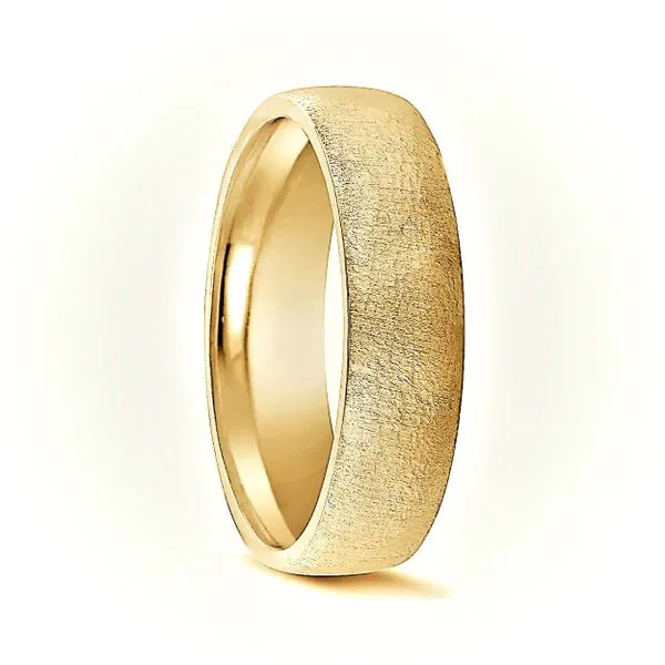 Men's 14kt Yellow Gold Textured Finish Wedding Band | 6mm Image 2 Venus Jewelers Somerset, NJ