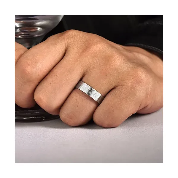 Men's 14kt White Gold Brushed Finish Wedding Band | 6mm Image 3 Venus Jewelers Somerset, NJ