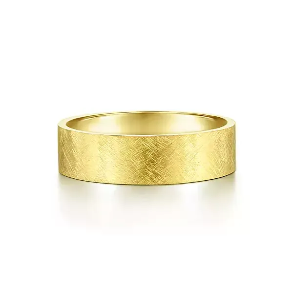 Men's 14kt Yellow Gold Brushed Finish Wedding Band | 6mm Venus Jewelers Somerset, NJ