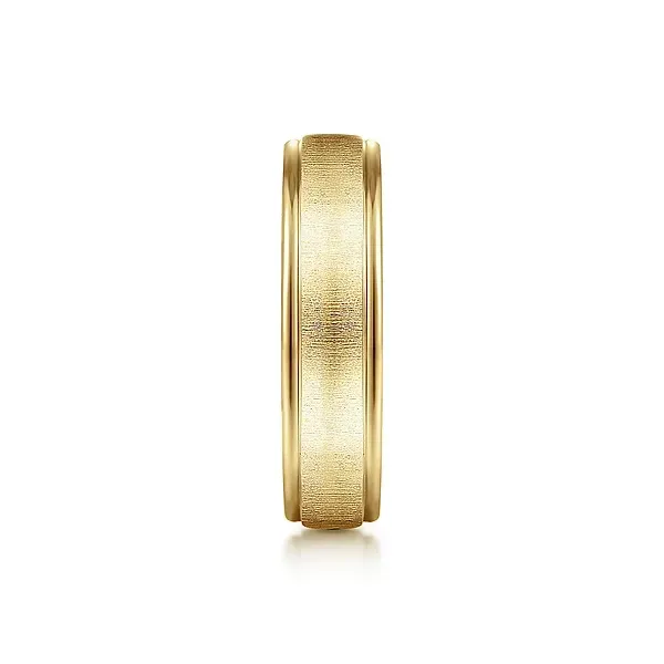 Men's 14kt Yellow Gold Sandblast Polished Edge Wedding Band | 6mm Image 2 Venus Jewelers Somerset, NJ