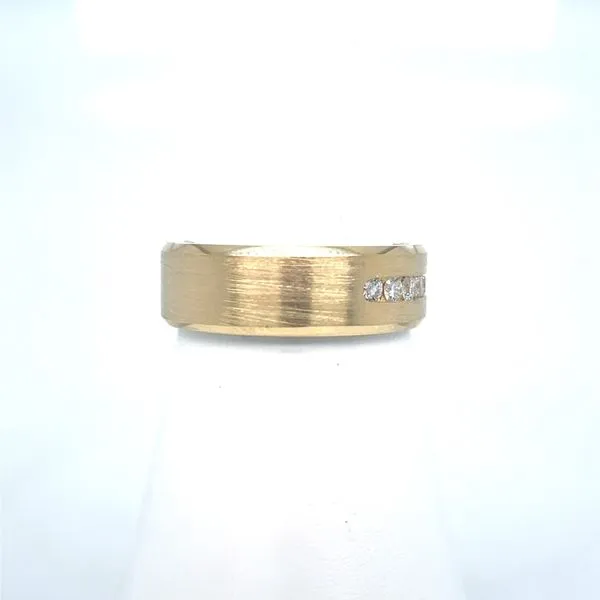 Men's Yellow 14 Karat Diamond Wedding Band Image 2 Venus Jewelers Somerset, NJ