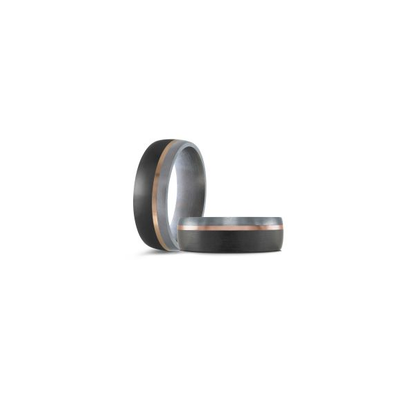Gent's Tri-Color 14K Gold & Tantalum Matte Wedding Band – 7mm Image 2 Venus Jewelers Somerset, NJ