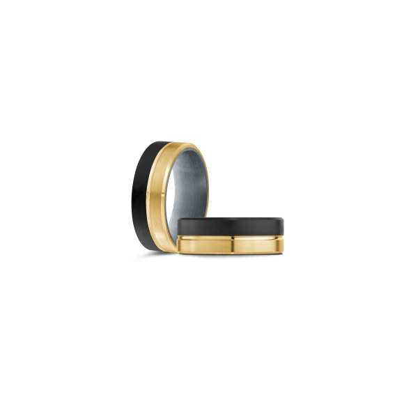 Gent's Tri-Color 14K Gold & Tantalum Multi-Textured Wedding Band – 8mm Image 2 Venus Jewelers Somerset, NJ