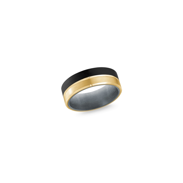 Gent's Tri-Color 14K Gold & Tantalum Multi-Textured Wedding Band – 8mm Image 3 Venus Jewelers Somerset, NJ