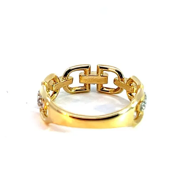Lady's 14K Yellow Gold Fancy Link Fashion Ring with 12 Round Diamonds Image 3 Venus Jewelers Somerset, NJ