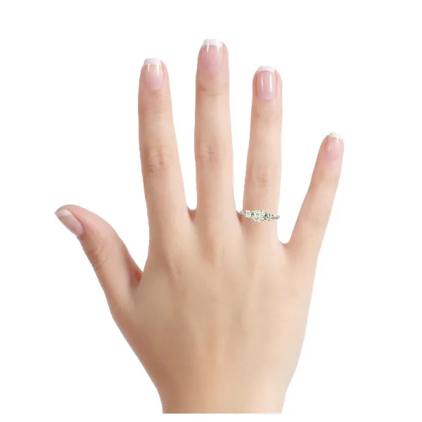 White Stainless Steel & 18K Cluster Ring with 0.08Tw Diamonds – Size 7 Image 2 Venus Jewelers Somerset, NJ