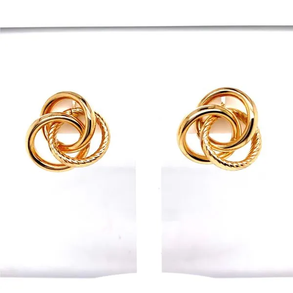 Lady's Yellow 14 Karat Riveted Triple-Hoop Stud Earrings Venus Jewelers Somerset, NJ