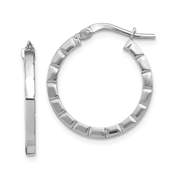 Lady's White 14 Karat Medium Hoop Earrings Venus Jewelers Somerset, NJ