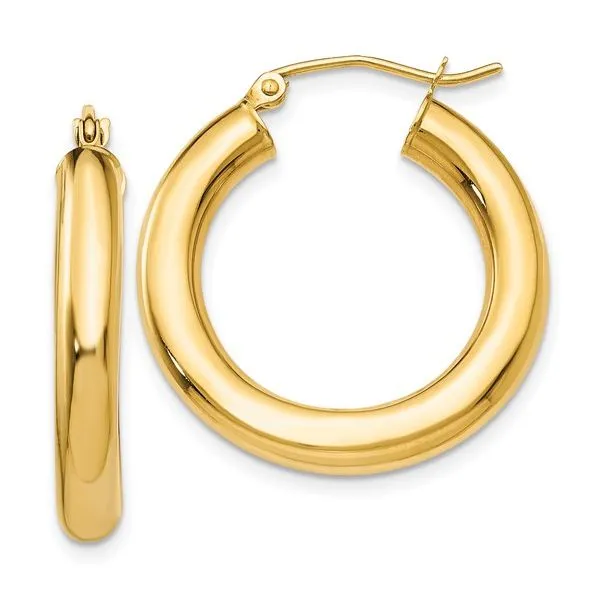14k Polished 5mm Tube Hoop Earrings Venus Jewelers Somerset, NJ