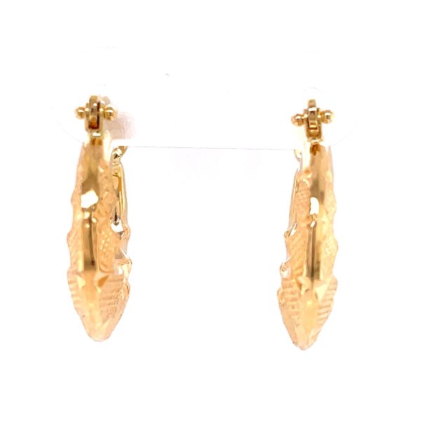 14k Yellow Gold Textured Hoop Earrings Image 3 Venus Jewelers Somerset, NJ