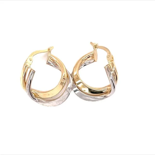 Lady's Two-Tone 14 Karat Double Row Hoop Earrings Venus Jewelers Somerset, NJ