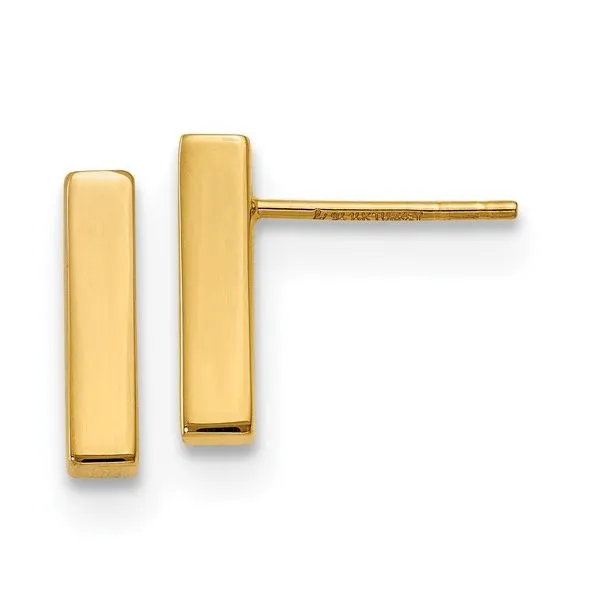 Lady's Yellow 14 Karat Gold Bar Stud Earrings Venus Jewelers Somerset, NJ