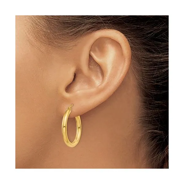 Lady's Yellow 14 Karat Small Hoop Earrings Image 2 Venus Jewelers Somerset, NJ