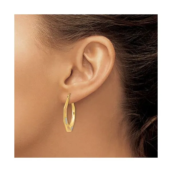 14Kt Tri-Tone Geometric Hoop Earrings Image 2 Venus Jewelers Somerset, NJ