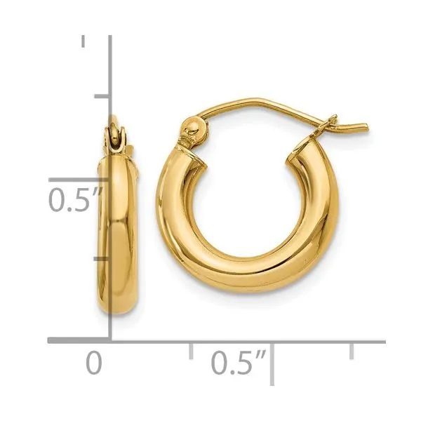 14 Karat Yellow Gold Small Hoop Earrings Image 2 Venus Jewelers Somerset, NJ