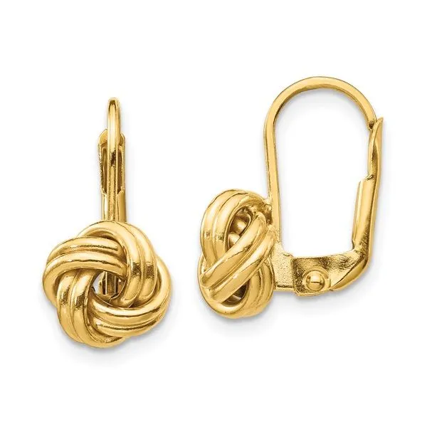 14kt Polished Love Knot Leverback Earrings Venus Jewelers Somerset, NJ