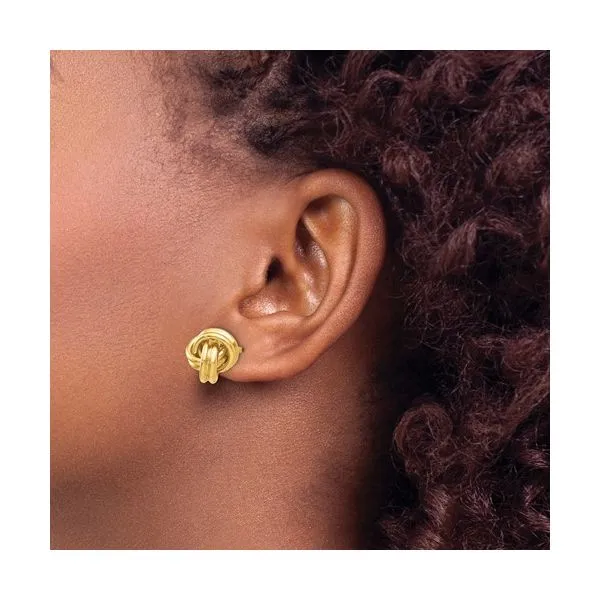 14kt Yellow Gold Love Knot Stud Earrings Image 3 Venus Jewelers Somerset, NJ