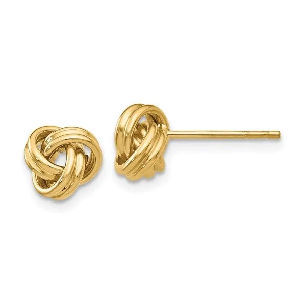 14kt Yellow Gold Love Knot Stud Earrings Venus Jewelers Somerset, NJ