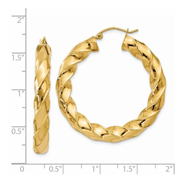 14kYellow Gold Twist Design Large Hoops Image 3 Venus Jewelers Somerset, NJ