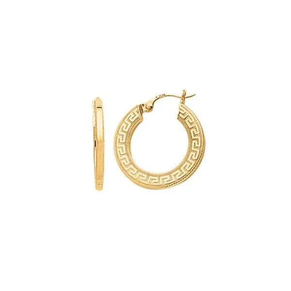 14kt Yellow Gold Small Greek Key Hoop Earrings Venus Jewelers Somerset, NJ