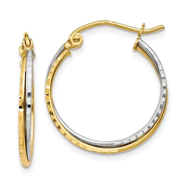 14K Two-Tone Gold Twisted Hoop Earrings Venus Jewelers Somerset, NJ
