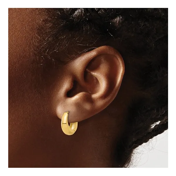 Yellow 14K Gold Polished Hinge Hoop Earrings Image 3 Venus Jewelers Somerset, NJ