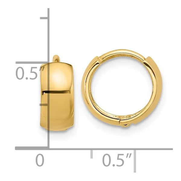 Yellow 14K Gold Polished Hoop Earrings – 5mm Thick Hinge Design Image 2 Venus Jewelers Somerset, NJ