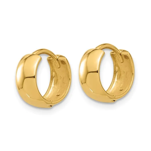 Yellow 14K Gold Polished Hoop Earrings – 5mm Thick Hinge Design Image 3 Venus Jewelers Somerset, NJ